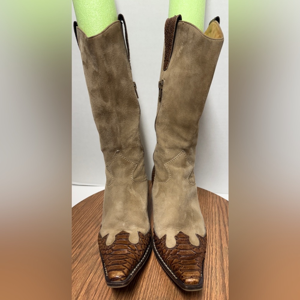 Paul Green Munchen Women Handmade Suede Leather Cowgirl Boots -8